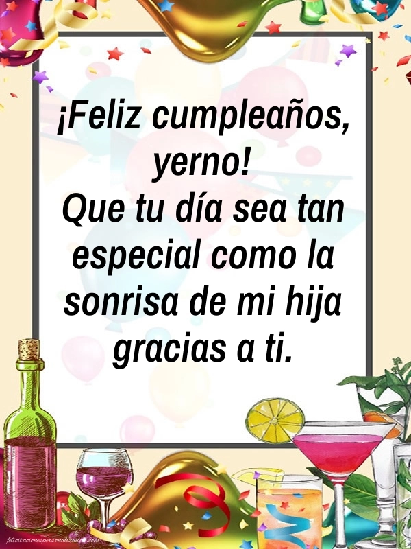 Imágenes con Frases de Feliz Cumpleaños Yerno: Confeti
