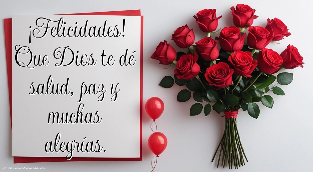 Imágenes con frases de cumpleaños: Rosas y globos