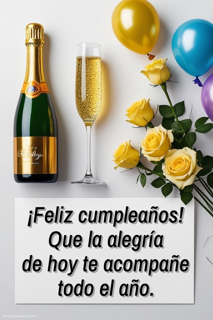 Imágenes de Cumpleaños: Champán y flores