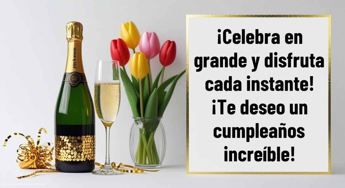 Imágenes de Cumpleaños: Champán y tulipanes
