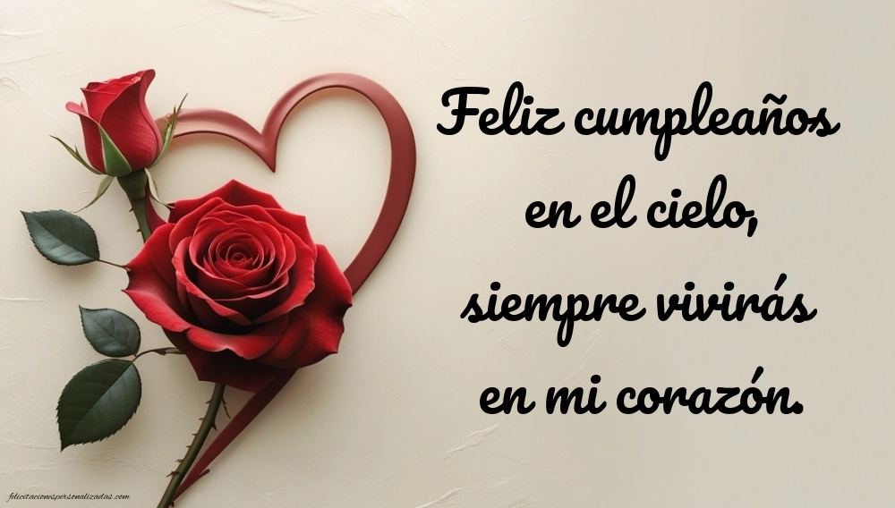 Tarjetas de feliz cumpleaños en el cielo: Flores y Velas (Conmemoración)