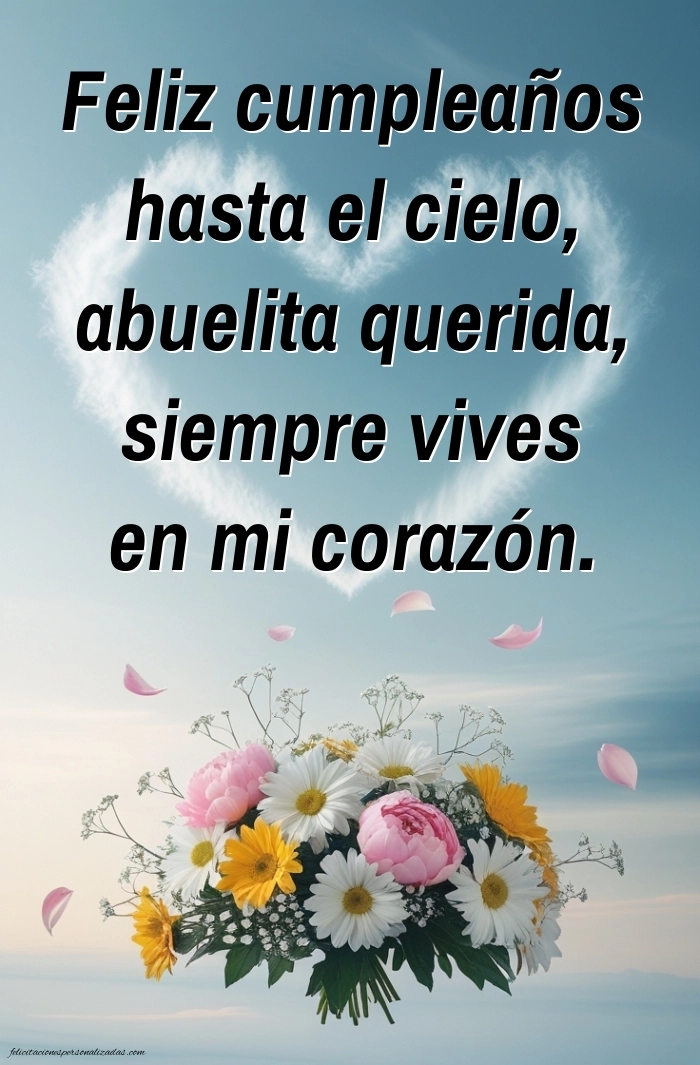 Imágenes de Feliz Cumpleaños hasta el Cielo Abuela: Flores y Velas (Conmemoración)