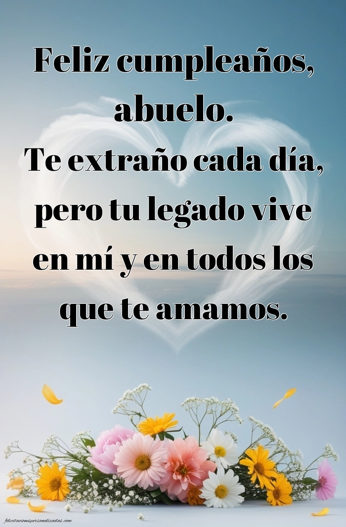 Imágenes de Feliz Cumpleaños hasta el Cielo Abuelo: Flores y Velas (Conmemoración)