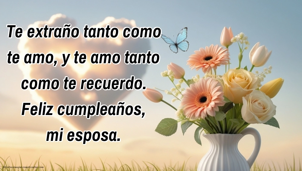 Imágenes de Feliz Cumpleaños hasta el Cielo Esposa: Flores y Velas (Conmemoración)