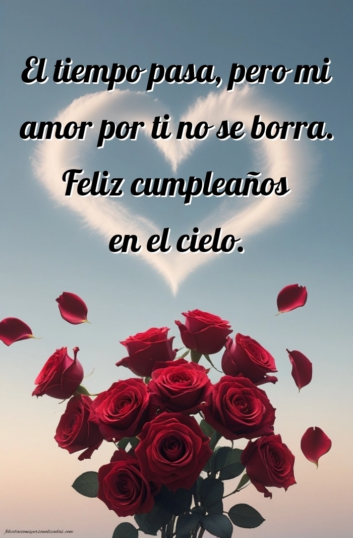 Imágenes de Feliz Cumpleaños hasta el Cielo Esposa: Flores y Velas (Conmemoración)