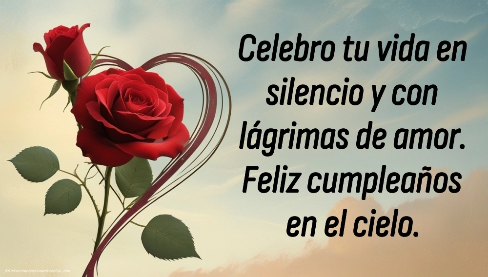 Imágenes de Feliz Cumpleaños hasta el Cielo Esposa: Flores y Velas (Conmemoración)