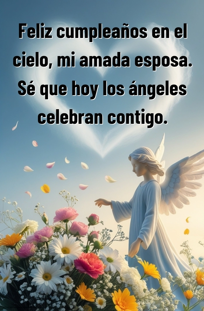 Imágenes de Feliz Cumpleaños hasta el Cielo Esposa: Flores y Velas (Conmemoración)