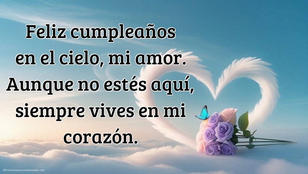 Imágenes de Feliz Cumpleaños hasta el Cielo Esposo: Flores y Velas (Conmemoración)