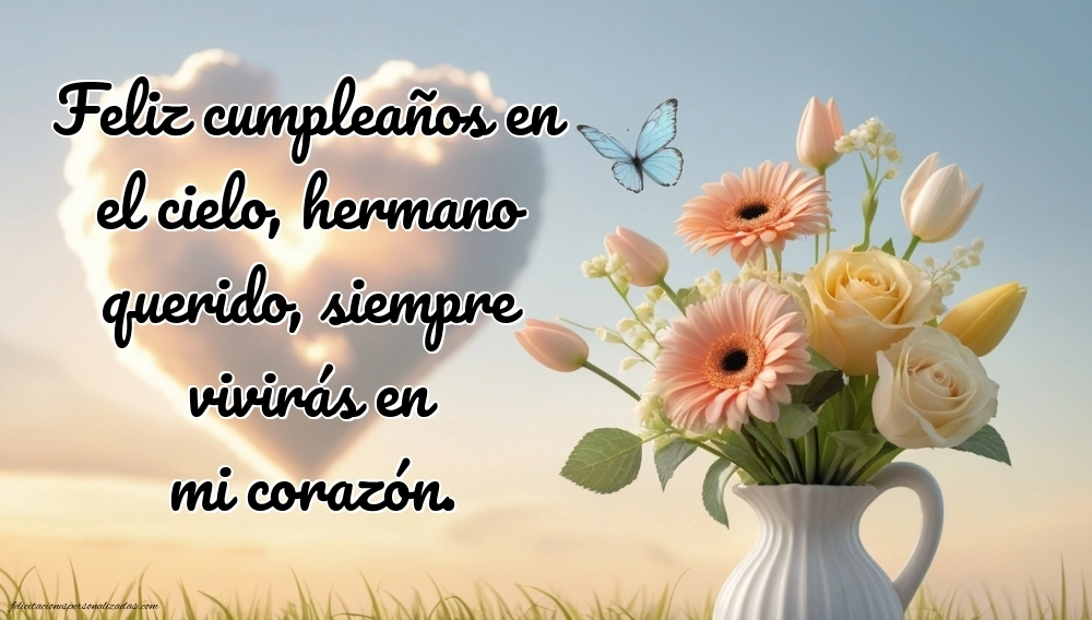 Imágenes de Feliz Cumpleaños hasta el Cielo Hermano: Flores y Velas (Conmemoración)