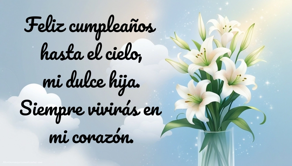 Imágenes de Feliz Cumpleaños hasta el Cielo Hija: Flores y Velas (Conmemoración)