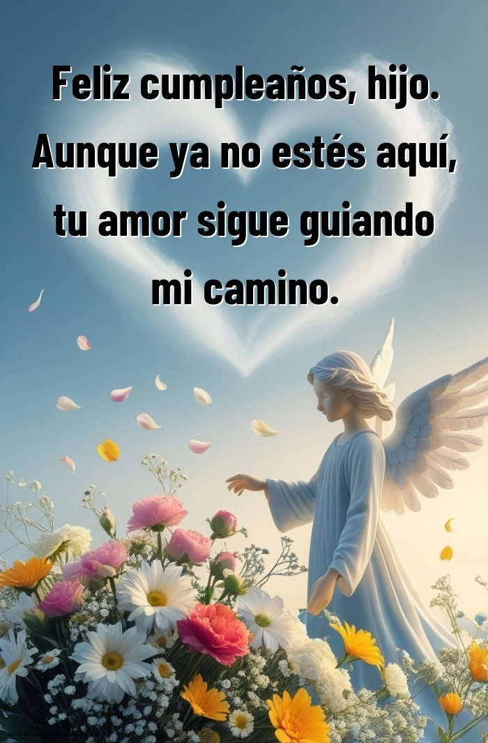Imágenes de Feliz Cumpleaños hasta el Cielo Hijo: Flores y Velas (Conmemoración)