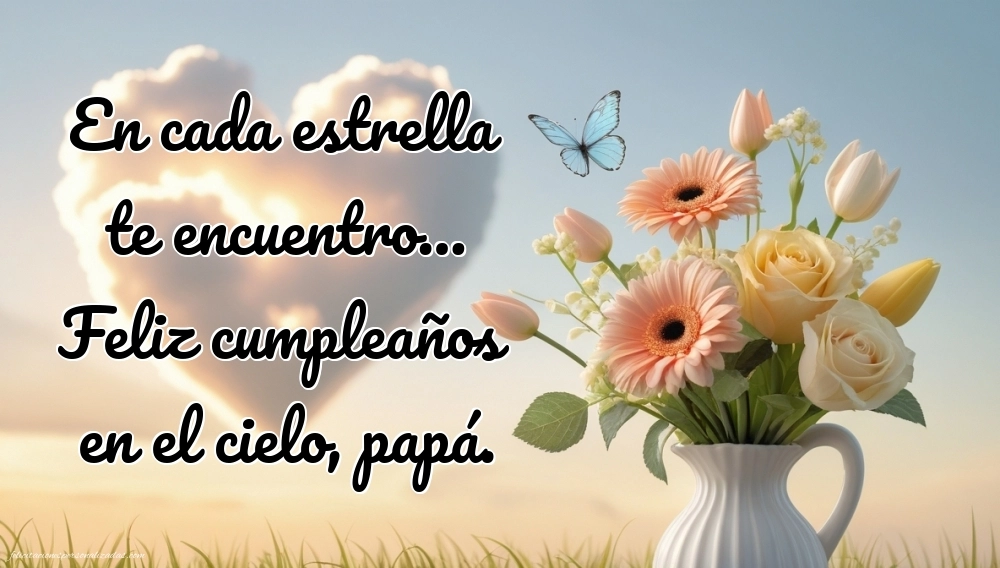 Imágenes de Feliz Cumpleaños hasta el Cielo Papà: Flores y Velas (Conmemoración)